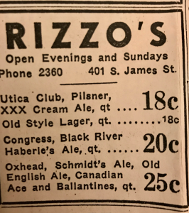 Rizzo's Vintage Newspaper Advertisement